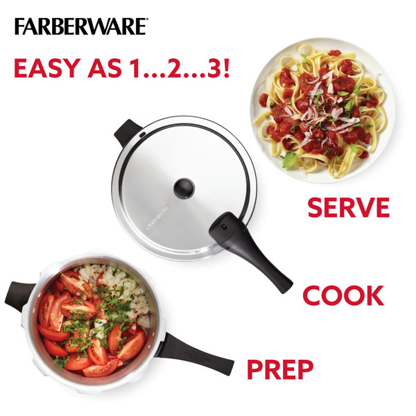 Farberware Stainless Steel Induction Stovetop Pressure Cooker, 8 Quart